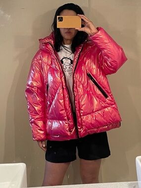Shiny Pink Women's Puffer Jacket